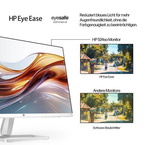 HP Series 5 524sa FHD IPS Monitor mit Lautsprechern | 60,5 cm (23,8 Zoll) | 100Hz | 16:9 | 1500:1 Kontrast | 99% sRGB | HDMI 1.4 | VGA | Entspiegelt | Neigung -5°+25° | Nachhaltig produziert | Weiß