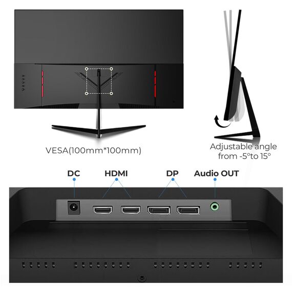 Gawfolk 32 Zoll Monitor 4K (3840 * 2160) UHD PC Gaming Monitor, VA Panel, HDR, HDMI/DP, 60Hz, schmaler Rand, 100x100mm VESA, 16:9, Black