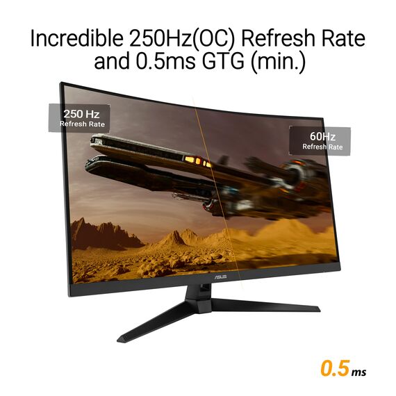 ASUS TUF Gaming VG32VQM5B Full HD 1500R Curved Monitor (32 Zoll, 1920 x 1080, 250Hz (OC), ELMB Sync, 0,5ms Reaktionszeit, FreeSync Premium, 2x HDMI, DisplayPort, 120 Prozent sRGB)