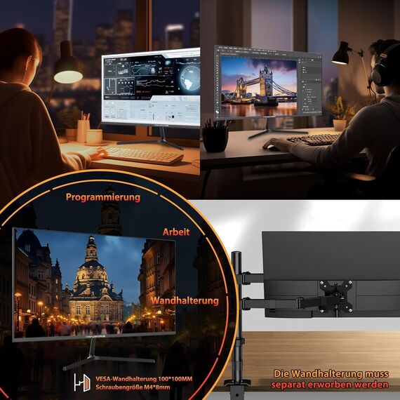 Minifire 27 Zoll Monitor WQHD(2560x1440), IPS, 1ms, FreeSync, 100% sRGB, 75Hz, ltradünner Rahmen, HDMI DP, USB-C Ports, 2 Jahre Garantie -Schwarz