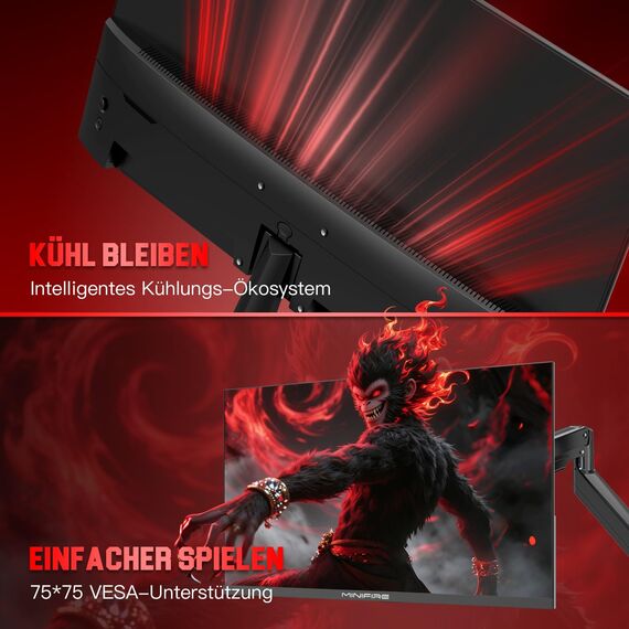 Minifire 24.5 Zoll FHD Gaming Monitor - 200Hz 1ms mit Fast IPS Panel | 1080P PC Monitor Gaming mit AMD Free Sync,120% sRGB,Deutsche Rheinzertifizierung Eye Care | HDMI 2.0 * 2 & DP 1.4 * 1 (MFG25X1)