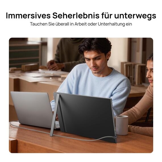 ARZOPA Portable Monitor 17.3 Zoll Großer Tragbarer Monitor mit FHD HDR IPS Display & Standfuß, Perfekt als USB-C und HDMI Zweitbildschirm für Laptop, PC, Smartphone, PS5, Xbox