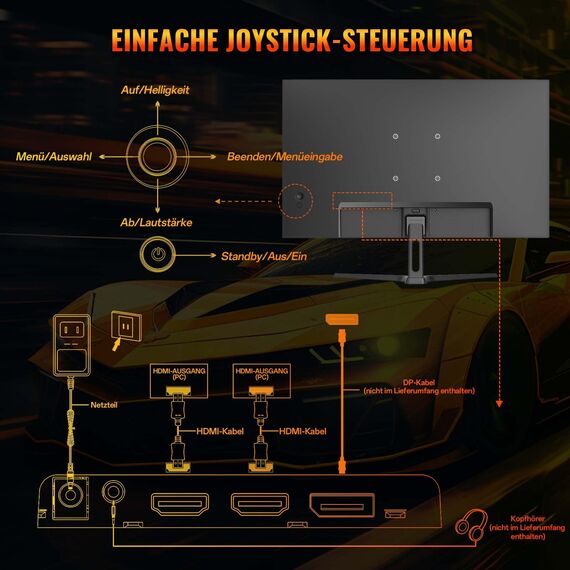 Minifire 27 Zoll Gaming Monitor, 200Hz, 1ms, IPS, PC Gaming Computer Monitor, FHD 1080P, sRGB120%, AMD FreeSync, HDMI＆DP Anschlüsse, Blacklevel Adjust, VESA Kompatibel Schwarz (MFG27F2-200)