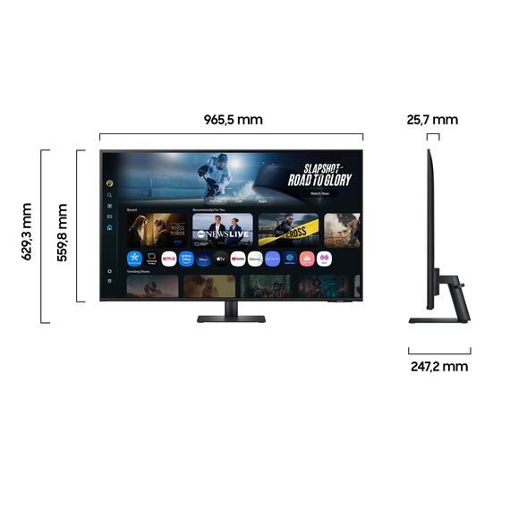 Samsung M70F 43 Zoll 4K Smart AI Monitor, VA-Panel, 3840 x 2160, 60Hz, 4ms (G/G), Speaker, Gaming Hub, 4K Upscaling, Sprachsteuerung, Smart TV-Apps & AI Features, HDR10, LS43FM700UUXEN