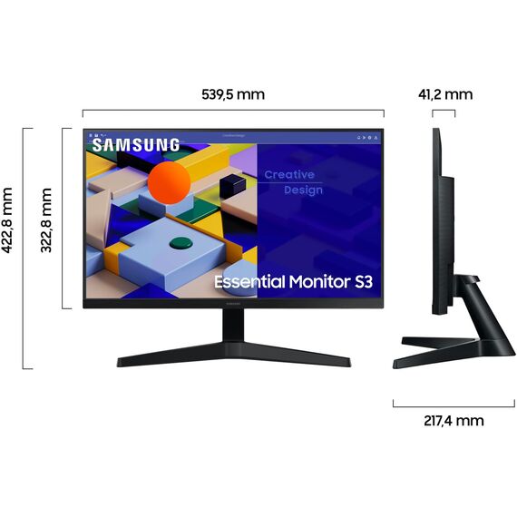 Samsung S31C Essential Monitor S24C314EAU, 24 Zoll, IPS-Panel, Full HD-Auflösung, Eco Saving Plus, AMD FreeSync, 5 ms Reaktionszeit, Bildwiederholrate 75 Hz, Schwarz