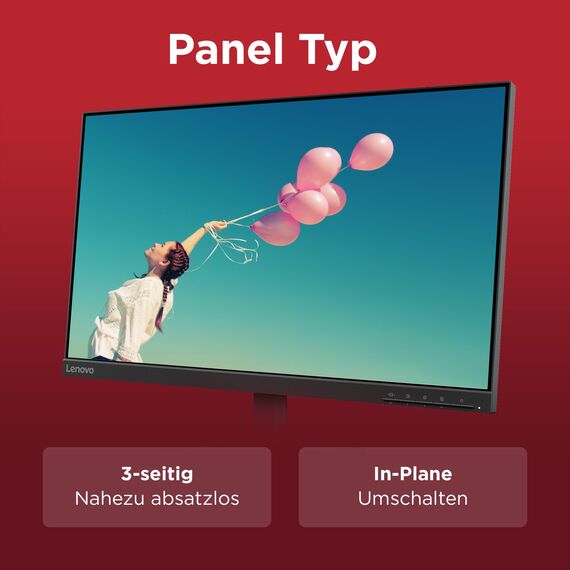 Lenovo L24-4e | 23.8" Full HD WLED Monitor | 1920x1080 | 16:9 | 100 Hz | 4ms Reaktionszeit | IPS-Panel | HDMI | VGA Anschluss | Entspiegelt | Raven schwarz | 3 kg