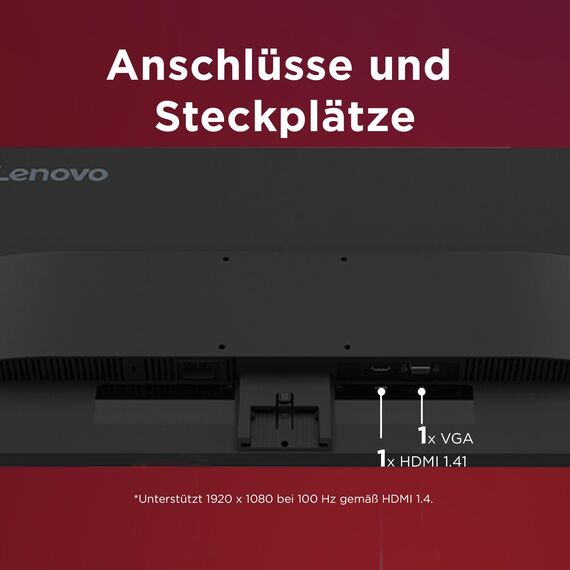 Lenovo L27-41 | 27'' Full HD WLED Monitor | 1920 x 1080 | 16:9 | 100Hz | 4ms Reaktionszeit | HDMI | VGA | 3-seitig IPS Panel | Raven schwarz | 4.1 kg