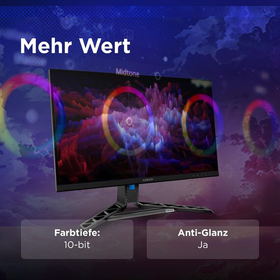 Lenovo Legion R27qe Gen 2 | 27" QHD WLED Gaming Monitor | 2560x1440 | 16:9 | 200 Hz | IPS-Panel | 0.5ms Reaktionszeit | HDMI | DisplayPort | TÜV Eye Comfort Schutz | Raven schwarz | 5.9 kg