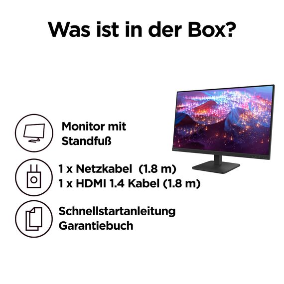 Lenovo L27-41 | 27'' Full HD WLED Monitor | 1920 x 1080 | 16:9 | 100Hz | 4ms Reaktionszeit | HDMI | VGA | 3-seitig IPS Panel | Raven schwarz | 4.1 kg