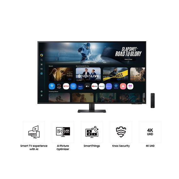 Samsung M70F 43 Zoll 4K Smart AI Monitor, VA-Panel, 3840 x 2160, 60Hz, 4ms (G/G), Speaker, Gaming Hub, 4K Upscaling, Sprachsteuerung, Smart TV-Apps & AI Features, HDR10, LS43FM700UUXEN