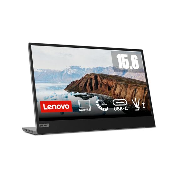 Lenovo L15 | 15,6" Full HD Monitor | 1920x1080 | 60Hz | 250 nits | 6ms Reaktionszeit | IPS-Panel | USB-C 3.2 | USB 2.0 | entspiegelt | 0,86kg | schwarz | inkl. USB-C Kabel