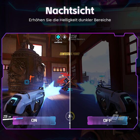 Amzfast 24 Zoll Curved Gaming Monitor 240Hz FHD, 1ms MPRT, Adaptive Sync, 130% sRGB, 97% DCI-P3, HDMI 2.0 + DP 1.4, VESA 75x75, Blaulichtfilter – AMZG24C1 Pro