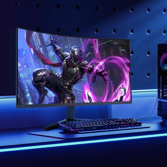 KOORUI 27 Zoll Curved Gaming Monitor, 180Hz FHD PC Bildschirm 1500R, Adaptive Sync DCI-P3 90%, VESA 100x100mm HDMI 2.0/DP 1.2, Schwarz 27E6CA