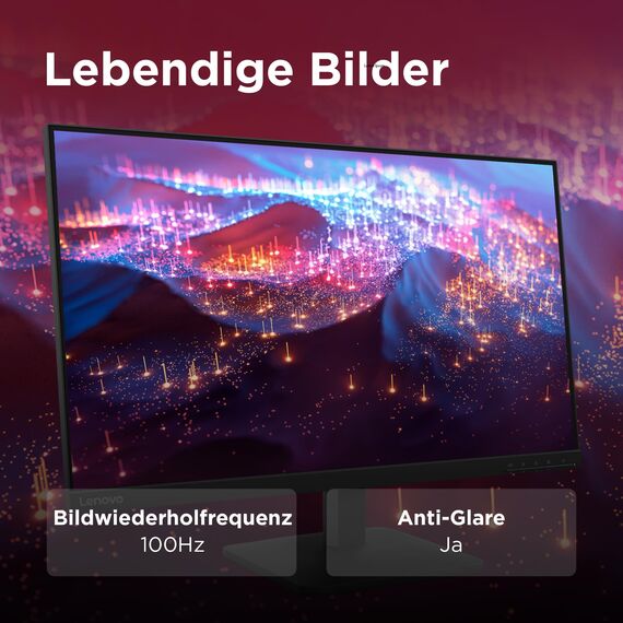 Lenovo L27-41 | 27'' Full HD WLED Monitor | 1920 x 1080 | 16:9 | 100Hz | 4ms Reaktionszeit | HDMI | VGA | 3-seitig IPS Panel | Raven schwarz | 4.1 kg
