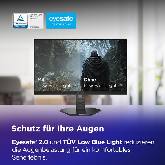 Lenovo Legion 27QD-10 | 27" QHD WLED Gaming Monitor | 2560x1440 | 16:9 | 240Hz | 0.5ms Reaktionszeit | USB-C | HDMI | USB-A | Jack 3.5mm | IPS-Panel | Standfuß | TÜV | schwarz | 5.6 kg