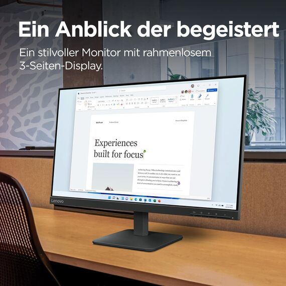 Lenovo L24-4e | 23.8" Full HD WLED Monitor | 1920x1080 | 16:9 | 100 Hz | 4ms Reaktionszeit | IPS-Panel | HDMI | VGA Anschluss | Entspiegelt | Raven schwarz | 3 kg