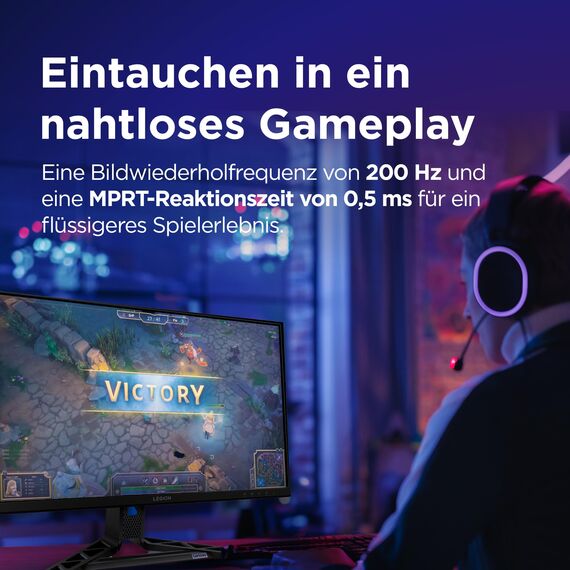 Lenovo Legion R27qe Gen 2 | 27" QHD WLED Gaming Monitor | 2560x1440 | 16:9 | 200 Hz | IPS-Panel | 0.5ms Reaktionszeit | HDMI | DisplayPort | TÜV Eye Comfort Schutz | Raven schwarz | 5.9 kg