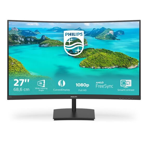 Philips 271E1SCA - 27 Zoll FHD Curved Monitor, FreeSync (1920x1080, 75 Hz, VGA HDMI) schwarz