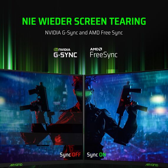 Aryond A24 V2 Gaming Monitor, 24 Zoll 180Hz FHD (1920x1080) Display 1ms Reaktionszeit, HDR 10-Verhältnis FreeSync und G-Sync
