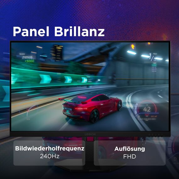 Lenovo Legion 27-10 | 27" Full HD WLED Gaming Monitor | 1920x1080 | 16:9 | 240Hz | 0.5ms Reaktionszeit | HDMI |DisplayPort | Audio 3.5mm | 3-seitig-Panel | TÜV Augenschutz | schwarz | 6 kg