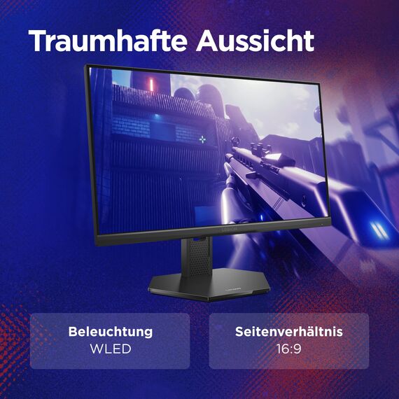 Lenovo Legion 25-10 | 25" Full HD WLED Gaming Monitor | 1920x1080 | 16:9 |320Hz | 0.5 ms Reaktionszeit | HDMI | VGA | Audio 3.5mm | 3-seitig-Panel | TÜV Augenschutz | schwarz | 5.2 kg