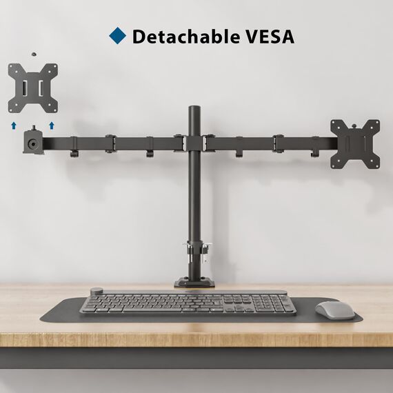 BONTEC Monitor Halterung 2 Monitore 13-27 Zoll Schwenkbar Neigbar Höhenverstellbar Monitor Schreibtisch Monitorhalterung Tisch Ständer Monitorständer Ergonomische – 8kg VESA 75/100 Schwarz