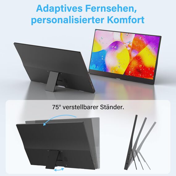 MAGICRAVEN Portable Monitor mit 2 Ständer, 15,6 Zoll Tragbarer Monitor 1920x1080 FHD Laptop Bildschirm Erweiterung IPS Screen, Mobiler Bildschirm für Laptop/PC/Mac,Plug und Play