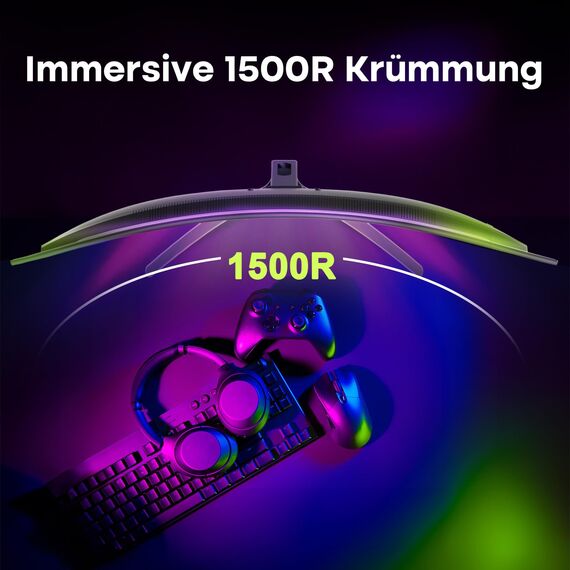 Amzfast Curved Gaming Monitor 27 Zoll - 280Hz, QHD 2560x1440, 1ms MPRT, Adaptive Sync, 1500R, HDR400, 96% DCI-P3, HDMI 2.1x2, DP 1.4x1, VESA 100x100, Blaulichtfilter, AMZG27C1Q Pro