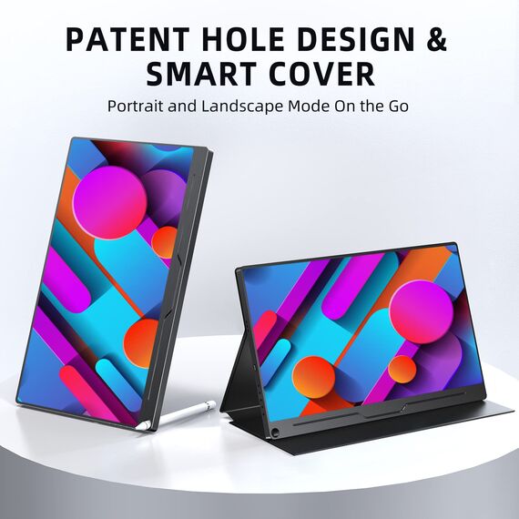 UPERFECT Portable Monitor 15,6 Zoll Tragbarer Monitor 1920 x 1080 Full HD IPS Bildschirm mit HDMI USB C für Laptop PC Handy PS4/5 Switch mit Schutzhülle, VESA-kompatibel, Schwarz