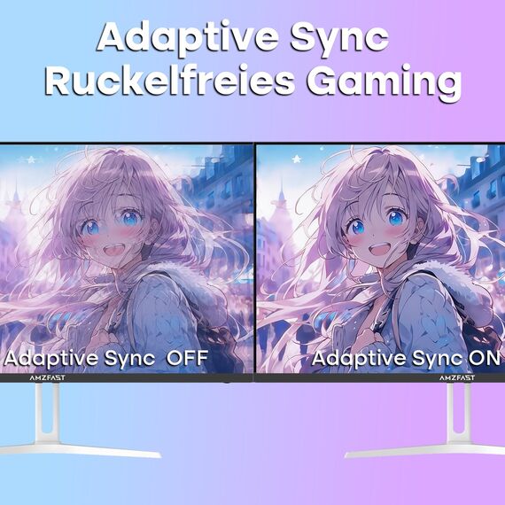 Amzfast 24 Zoll Gaming Monitor-200Hz, FHD 1920x1080, Fast IPS Monitor, 1ms MPRT, 110% sRGB, Anti-Blaulicht, HDR, Adaptive Sync, VESA 100x100, HDMI 2.0/DP 1.4, Weiß- AMZG24X1W