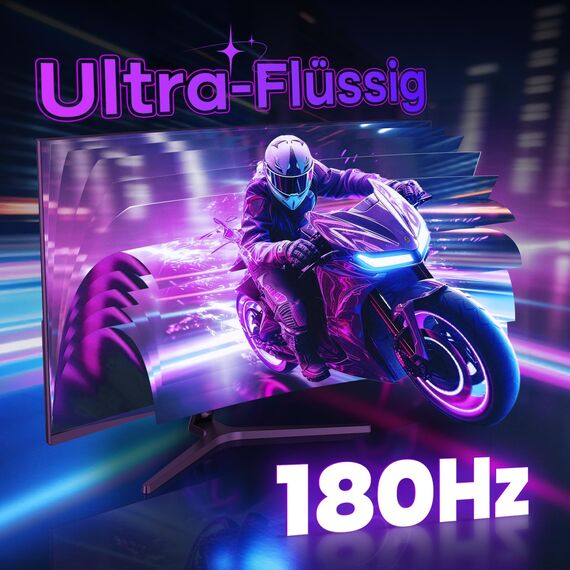 Amzfast Gaming Monitor 32 Zoll Curved – 180Hz, 2K QHD 2560x1440,1ms MPRT, DCI-P3 93%,sRGB 125%, Fast VA 1500R, Adaptive Sync, VESA 100x100mm, HDMI 2.0×2 & DP 1.4×2, AMZG32C1Q