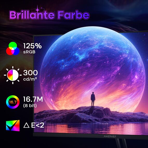 Amzfast Gaming Monitor 32 Zoll Curved – 180Hz, 2K QHD 2560x1440,1ms MPRT, DCI-P3 93%,sRGB 125%, Fast VA 1500R, Adaptive Sync, VESA 100x100mm, HDMI 2.0×2 & DP 1.4×2, AMZG32C1Q