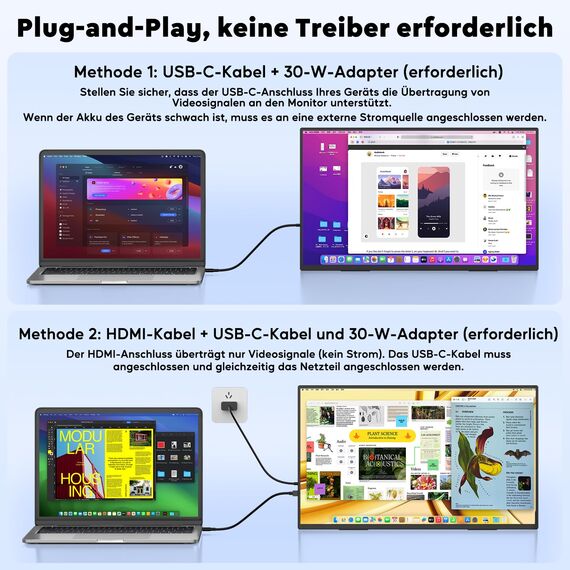 MAGICRAVEN 23.8" 4K Portable Monitor, 3840x2160 UHD Tragbarer Monitor 4K, Laptop Bildschirm Erweiterung, 100% sRGB Mobiler Monitore, Laptop Screen Extender für Laptop/PC/Mac/PS5/4/X-BO