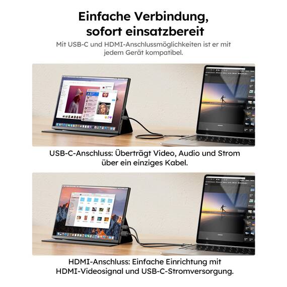 Dopesplay Portable Monitor 10,5", HDR 1920 x 1280 Ultradünn 100% sRGB Tragbarer Monitore, 420 Nits Mini Zweiter Display mit Schutzhülle & Lautsprecher, USBC/HDMI Monitore für Laptop, PC, Phone