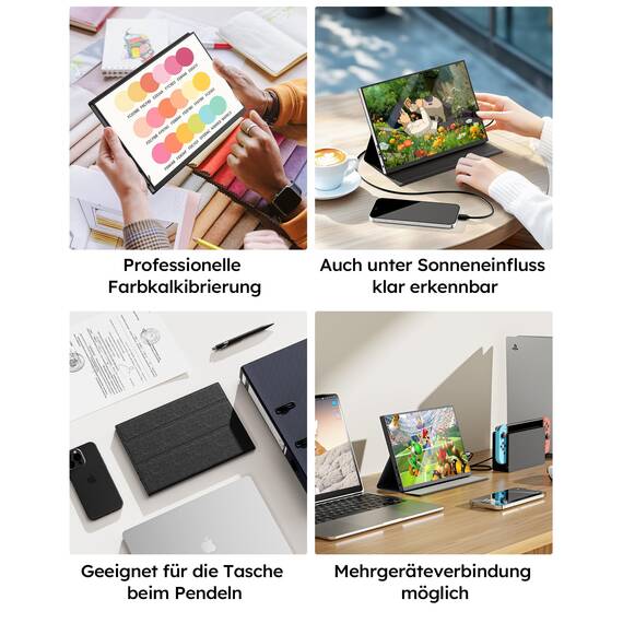 Dopesplay Portable Monitor 10,5", HDR 1920 x 1280 Ultradünn 100% sRGB Tragbarer Monitore, 420 Nits Mini Zweiter Display mit Schutzhülle & Lautsprecher, USBC/HDMI Monitore für Laptop, PC, Phone