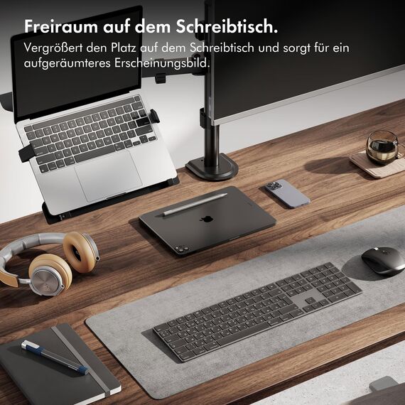 VonHaus Monitor Halterung mit Laptop Arm Höhenverstellbar für 13-32 Zoll Bildschirme bis 9 kg & 16 Zoll Laptop bis 4 kg mit Tischklemme- Voll Neig-Dreh- und Schwenkbare Arme, VESA: 75/100 mm