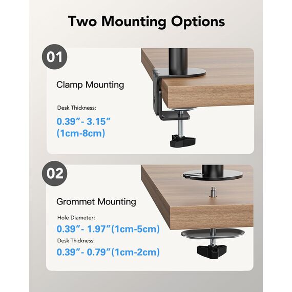 HUANUO Monitor Halterung 2 Monitore für Bildschirme von 13 bis 32 Zoll, verstellbare Monitorhalterung mit Einer Tragfähigkeit von bis zu 8 kg, ideal für Gaming und Büroarbeit, VESA 75x75 und 100x100
