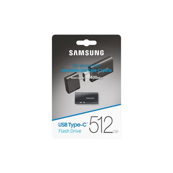 Samsung USB-Stick, USB-C, 512 GB, 400 MB/s Lesen, 110 MB/s Schreiben, USB 3.2 Gen1 Flash Drive für Notebooks, Tablets und Smartphones, Titan Gray, MUF-512DA4/APC