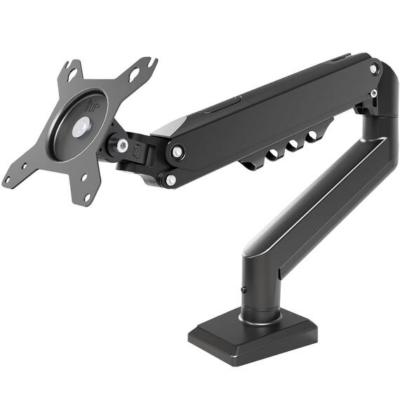 Claiks Monitor Halterung für 19-32 Zoll – Höhenverstellbarer Einzelarm-Monitorständer mit VESA 75/100 – Neigen, Schwenken, Drehen – Schreibtischklemme bis 9 kg，Monitor Arm (Schwarz)