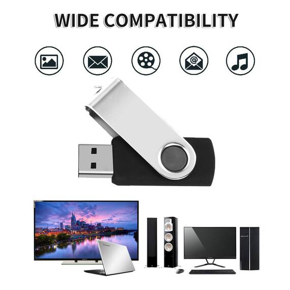 USB Sticks 8GB 10 Stück, AreTop USB 2.0 8GB 10 Stück 360 Grad USB Stick High Speed Datenspeicher Memory Stick (Schwarz)