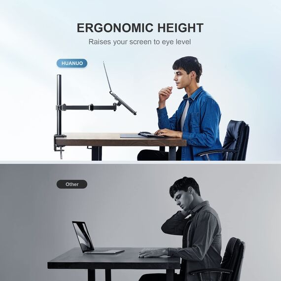 HUANUO Laptop Halterung Schreibtisch, Laptop Arm, Laptophalter Schreibtisch für 16,5” Laptop, Monitor Halterung für 13 to 35 Zoll Bildschirm
