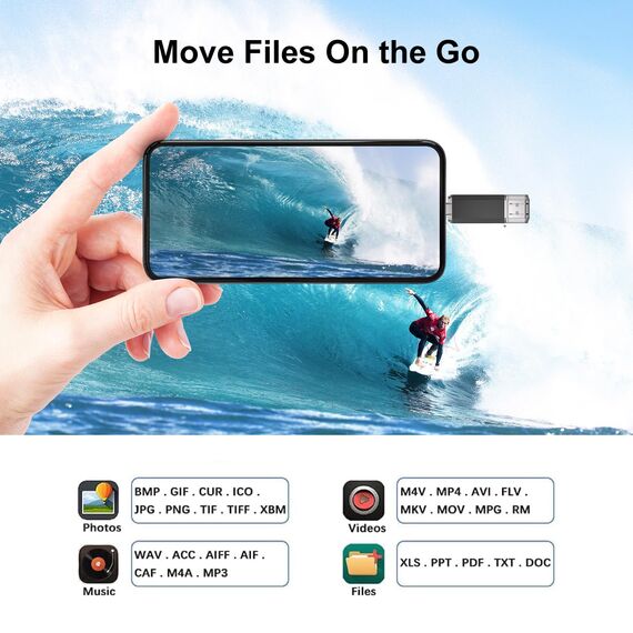 USB C OTG Stick 128GB RAOYI USB 3.0 Type C Stick Dual USB Speicherstick 2-IN-1 Flash Laufwerk 128 GB für Tablet/Smartphone/Android/PC/Laptop/Windows/IOS (Schwarz)