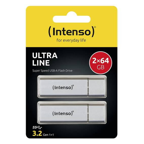 Intenso Ultra Line, 2x 64GB Speicherstick, USB 3.2 Gen 1x1, silber