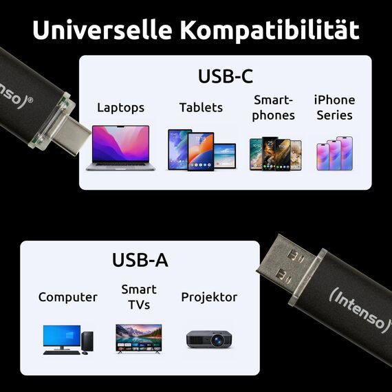Intenso Twist Line 32 GB, Dual USB-Stick 3.2 Gen 1x1, USB-C und USB-A, 70MB/s, Anthrazit