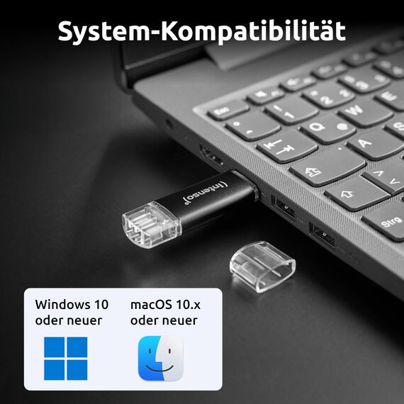 Intenso Twist Line Dual USB-Stick 2X 128GB - Super Speed USB 3.2 Gen 1x1 mit bis zu 70 MB/s, USB-C und USB-A, Anthrazit