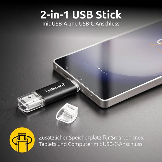 Intenso Twist Line Dual USB-Stick 5X 32GB - Super Speed USB 3.2 Gen 1x1 mit bis zu 70 MB/s, USB-C und USB-A, Anthrazit