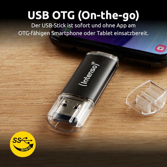 Intenso Twist Line 128 GB, Dual USB-Stick 3.2 Gen 1x1, USB-C und USB-A, 70MB/s, Anthrazit