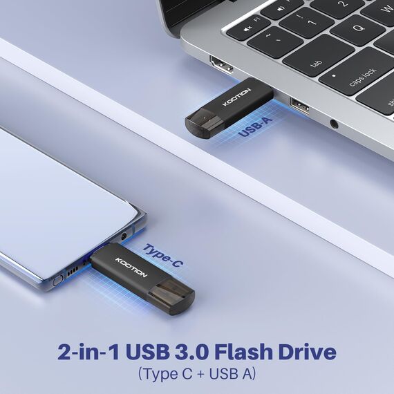 KOOTION USB Stick 256GB, USB C 256G Stick OTG 3.0 Speicherstick 2-in-1 USB 256G Flash Laufwerk Foto Type C Flash Drive 256 Gbyte für PC/Laptop, Typ-C Handy