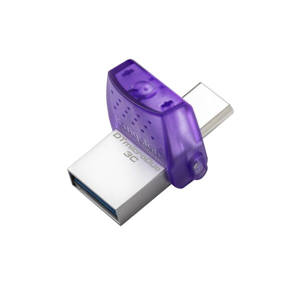 Kingston DataTraveler microDuo 3C USB-Stick 128GB USB Gen 3 Type-C und Type-A - DTDUO3CG3/128GB, Lila + Silber