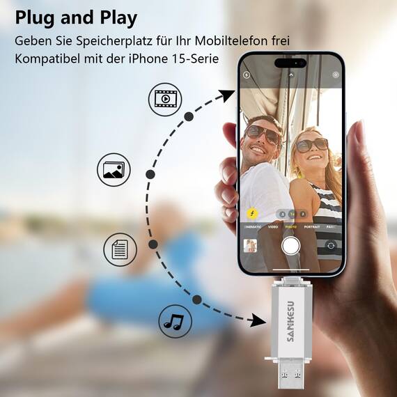 SANKESU 512GB USB Stick 3.0 USB C Flash-Laufwerke USB-A & Typ-C OTG Speicherstick, Dual Memory Sticks für PC/Tablet/Laptop/Typ C Handy(Silber)